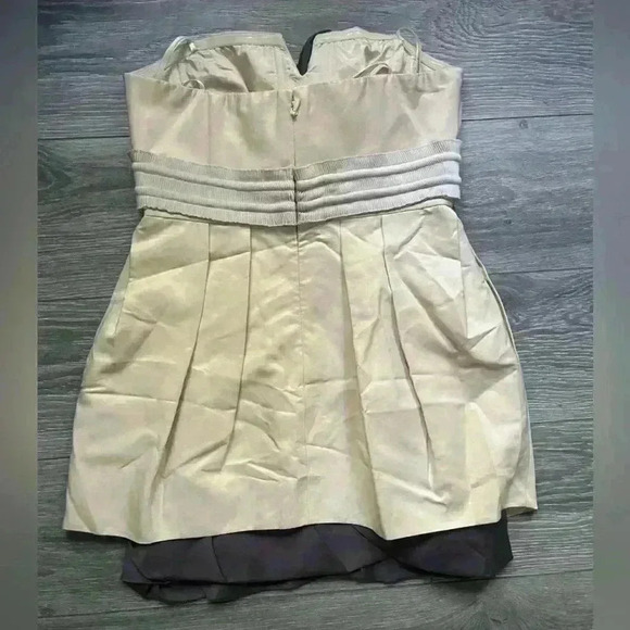 NEW BCBGMaxAzria RUNWAY Cream Gray Sweetheart Strapless Mini Dress Size 10 - Picture 4 of 14